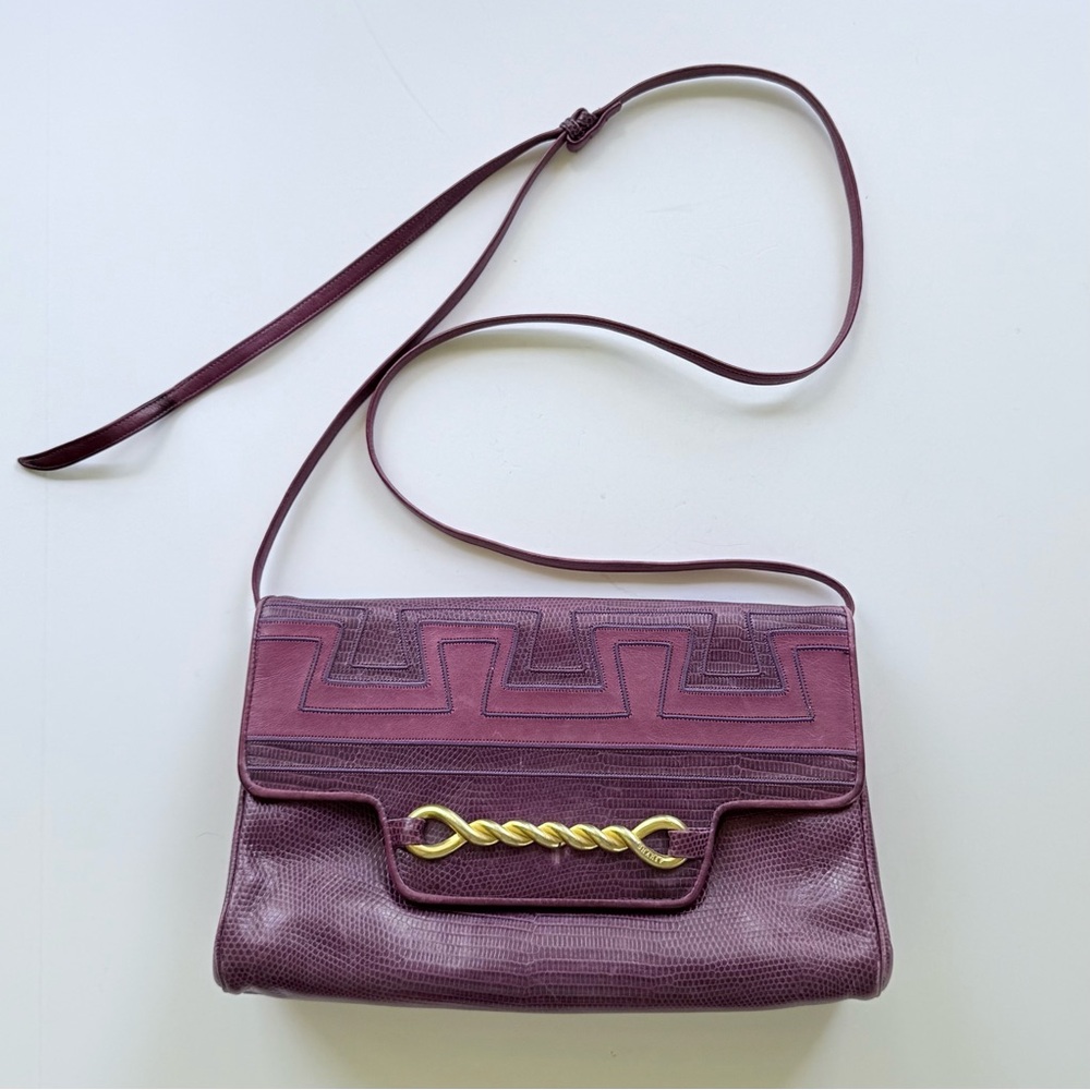 Vintage Purple Crossbody Bag with Gold Accent